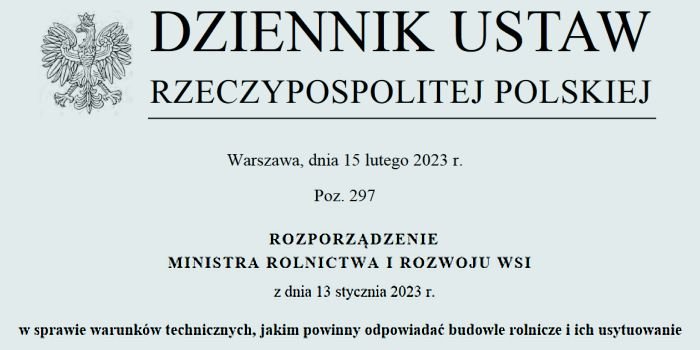 Nowe warunki techniczne dla budowli rolniczych i ich usytuowań