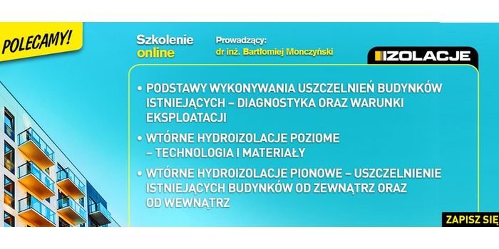 Hydroizolacje i uszczelnienia budynków – ruszyły szkolenia online