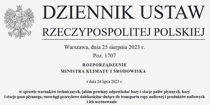 Warunki techniczne dla baz i stacji paliw płynnych, gazowych, a także ich infrastruktury przesyłowej