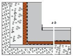 Rys. 3. Izolacja ścian i podłóg piwnicy: konstrukcja posadzki z podkładem betonowym i warstwą wodoszczelną pod płytą XPS (a); płyty XPS ułożone pod warstwą wodoszczelną, bezpośrednio na podłożu żwirowym (b)