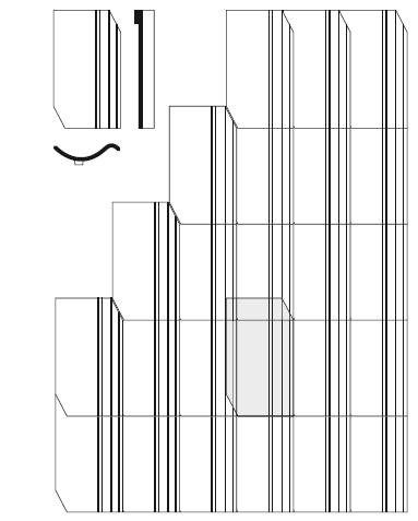 Schemat pokazujący działanie i sposób ułożenia zwykłej dachówki „esówki” bez zamków. Wielkość zakładu jest ograniczona i określona kształtem dachówki – skośnymi nacięciami na niewidocznych rogach. Prosty kształt ułatwia jednak pokonanie wielu nierówności połaci
