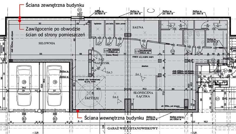 RYS. 1. Rozkład pomieszczeń rekreacyjnych na kondygnacji podziemnejapartamentowca; rys. archiwum autorki