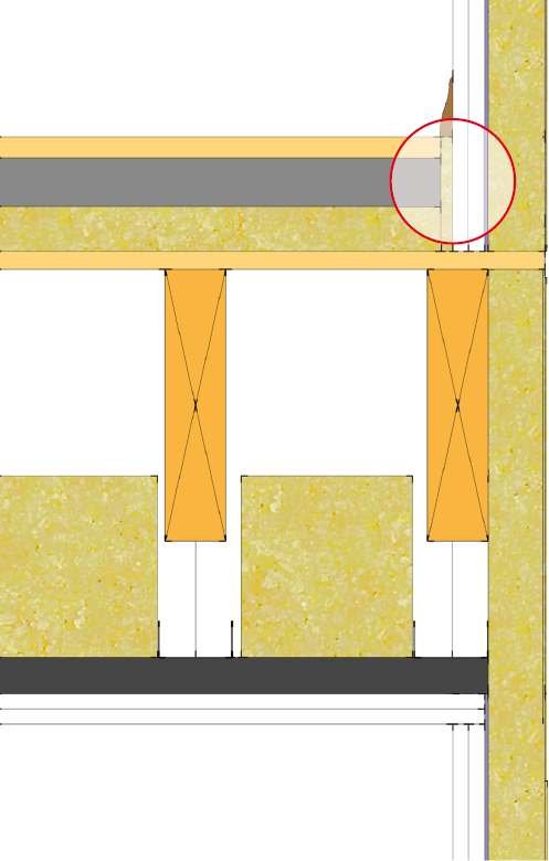 RYS. 34. Łączenie podłogi pływającej z przylegającą ścianą - podłoga pływająca powinna być oddzielona taśmą dylatacyjną od każdej przylegającej ściany; rys. archiwum autora