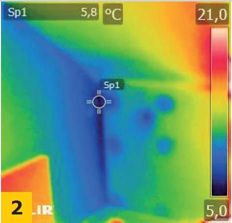 FOT. 2. Termogram przegrody wykonany od jej wewnętrznej strony