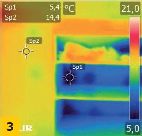 FOT. 3. Termogram przegrody wykonany od jej wewnętrznej strony