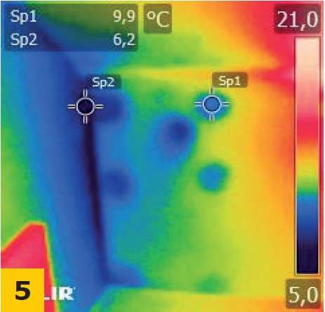 FOT. 5. Termogram przegrody wykonany od jej wewnętrznej strony