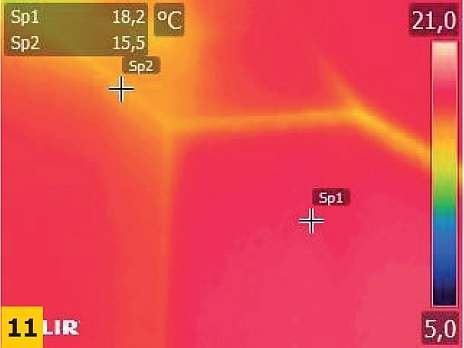 FOT. 11. Zdjęcie termograficzne diagnozowanego pomieszczenia po wykonaniu prac naprawczych