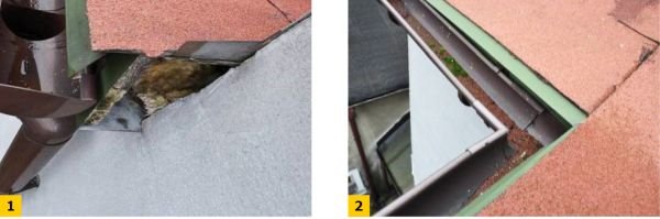 FOT. 1–2. Błędy w obróbkach blacharskich przy dachu;
