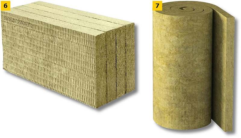 FOT. 6–7. Przykładowe płyty (6) i maty z wełny mineralnej (skalnej) (7); fot.: materiały producentów