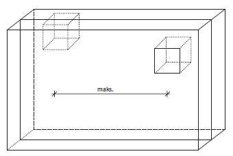 Rys. 3. Przykładowy układ kratek wentylacyjnych na ścianie między dwoma sąsiadującymi pomieszczeniami
