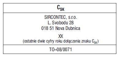 Rys. 4. Przykład słowackiego oznakowania krajowego znakiem CSK