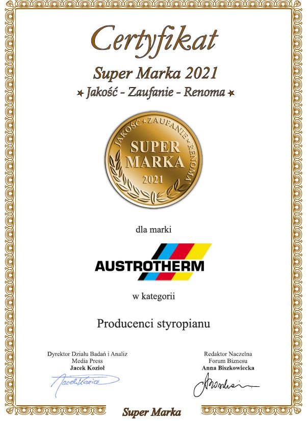 austrotherm super marka2021 certyfikat