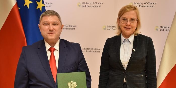 Od lewej: prezes NFGOŚiGW Przemysław Ligenza i minister klimatu i środowiska Anna Moskwa, fot. NFOŚiGW