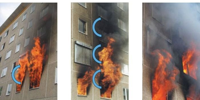 FOT. 1&ndash;3. Mechanizm rozprzestrzeniania się ognia podczas pożaru w budynku mieszkalnym; fot.: [9]