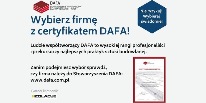 Wybierz firmę z Certyfikatem DAFA! fot. DAFA